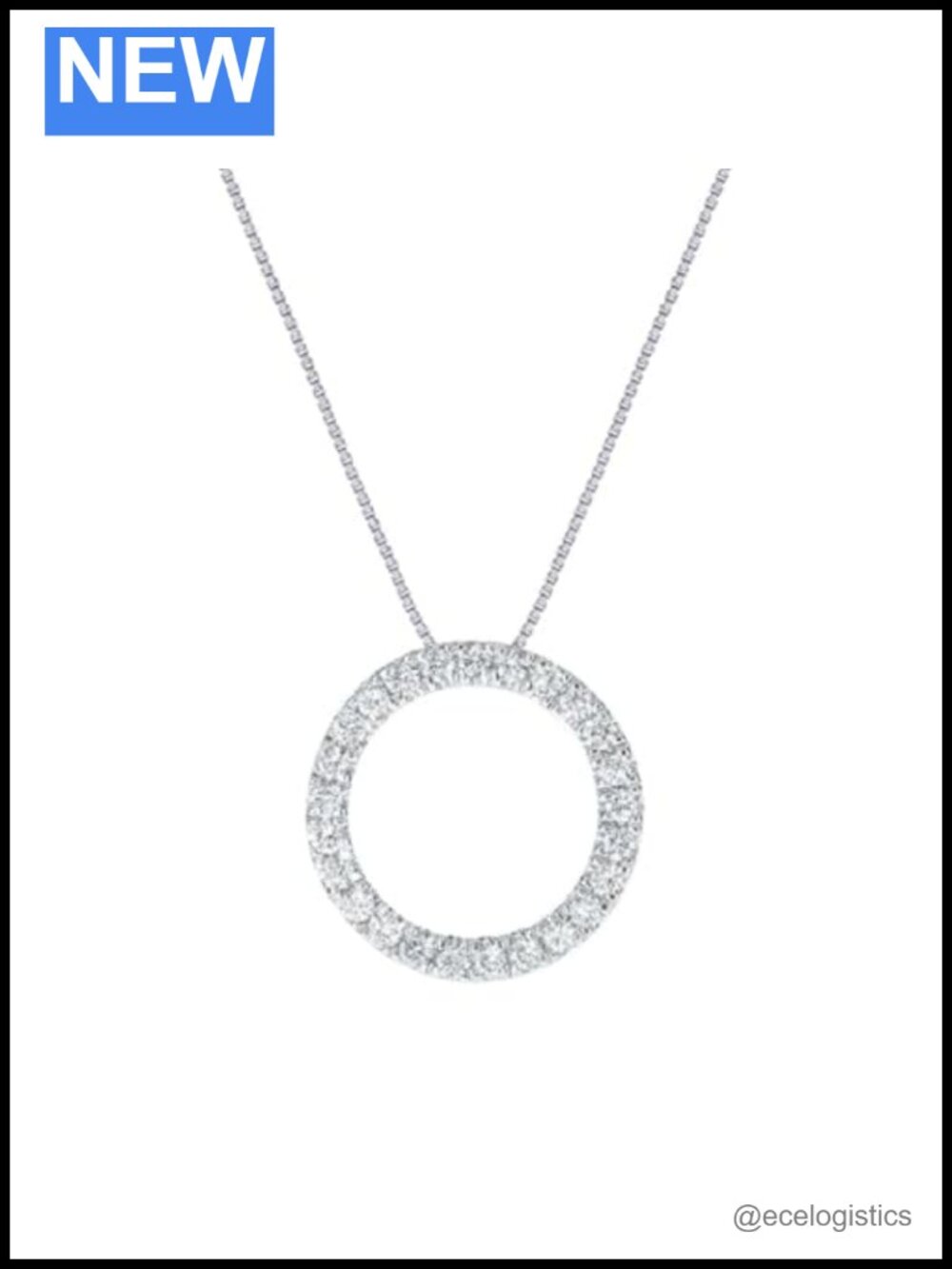 1/3 Carat Lab Grown Diamond Circle Pendant Necklace 14K Gold Plated Silver